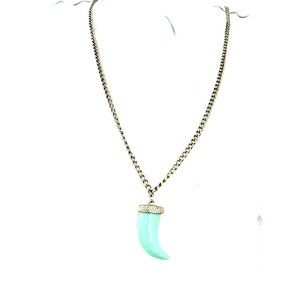 Tiger Tooth Pendant Shape Necklace with Cuban Link Gold Color Necklace